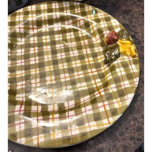 2 Two's Company Plaid Plates with Acorns# 2727